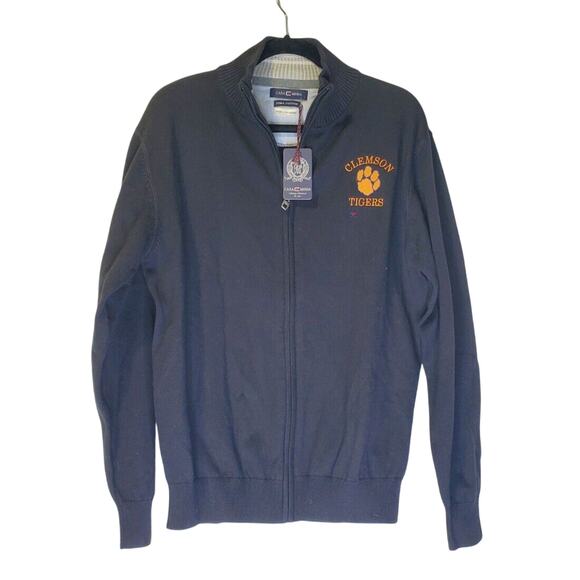 NEW Casa Moda Size L Pima Cotton Full Zip Sweater Jacket Clemson Tigers - Picture 1 of 5